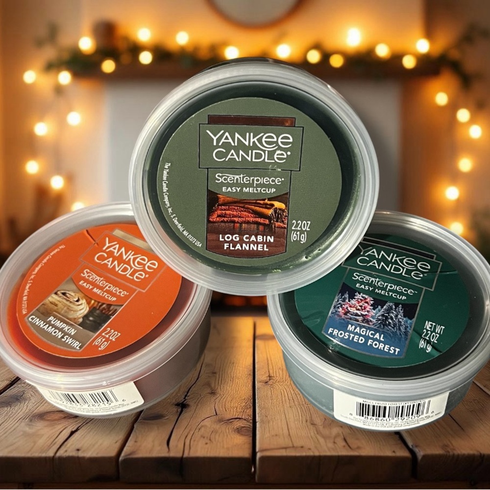 3 Yankee Candle Scenterpiece Easy Melt Cup Holiday Pack Pumpkin,Log Cabin,Forest